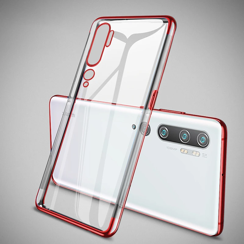 Красный Чехол для телефона для Xiaomi Mi Note 10 чехол бампер силиконовый задний Прозрачный чехол для Xiaomi Mi CC9 Pro Note 10 Pro Чехол для глобальной версии - Цвет: Красный