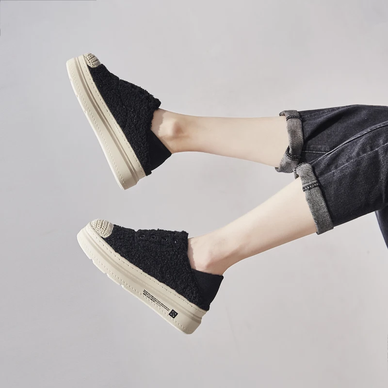 Женская обувь из овечьей шерсти Новинка 2019 года зимняя бархатная на толстой