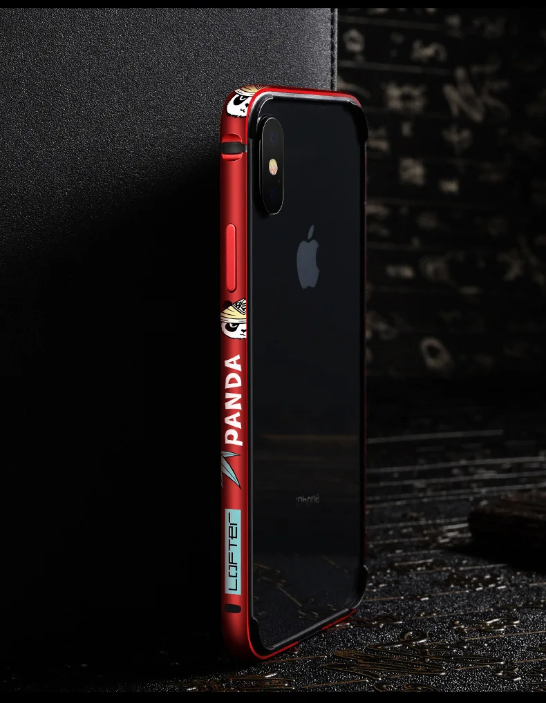Металлический бампер для телефона с милой пандой для iPhone XS X, чехол для телефона s для iPhone XS Max, чехол с мультяшной алюминиевой силиконовой рамкой, чехол