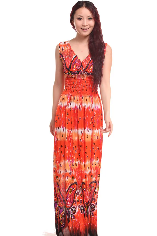 Платье женское пляжное в стиле бохо элегантный длинный сарафан-туника пикантная