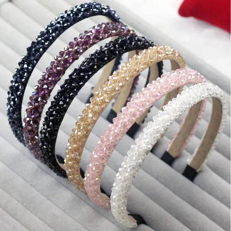 

Simple Hairbands For Women Hair Accessories Korean Fashion Multicolor Shinny Crystal Bezel Hoop Headband Elegant Wedding Jewelry