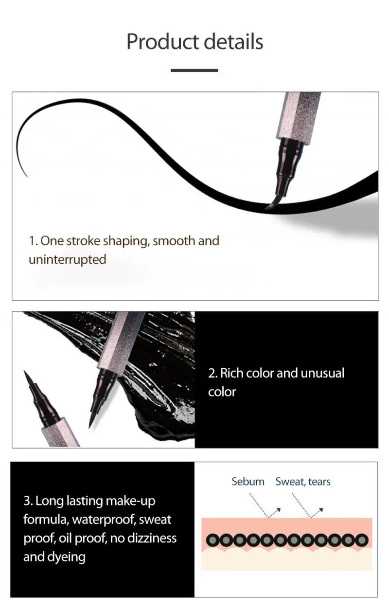 1 шт. Профессиональная подводка для глаз с защитой от пота черная коричневая