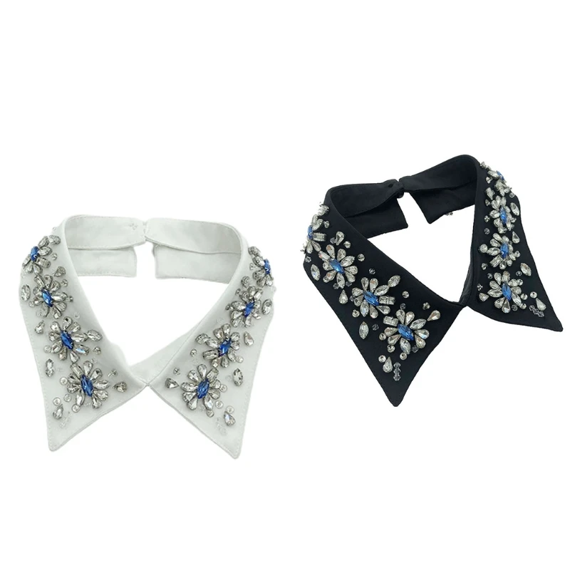 

Роскошные женские ювелирные изделия, накладной воротник с лацканами, ретро стеклянная дрель, хрустальное Ручное шитье, декоративное ожерел...