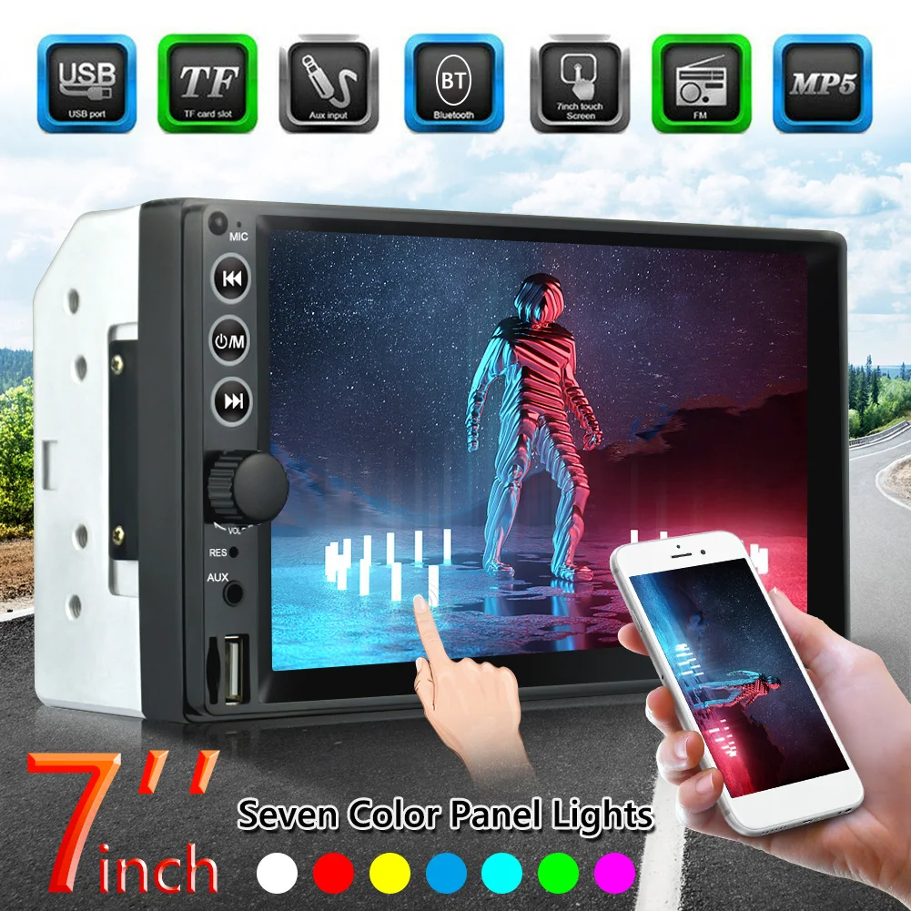 

Double 2 DIN Car Radio 7 inch Display Bluetooth AUX Auto Stereo Head Unit Touch Screen HD Multimedia Players