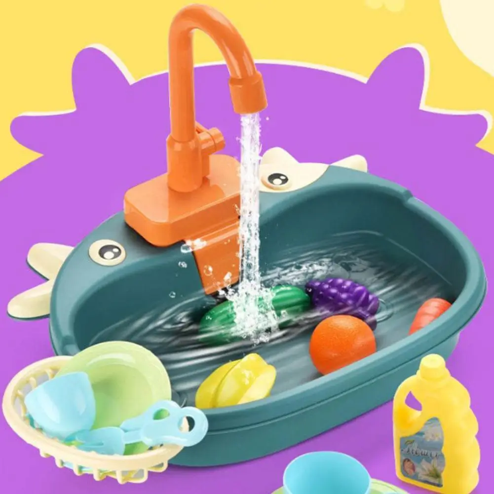 

Children's Mini Kitchen Toy Calf Electric Dishwasher Simulation Water Dishwashing Sink Sink Play House Role-playing Toy Set