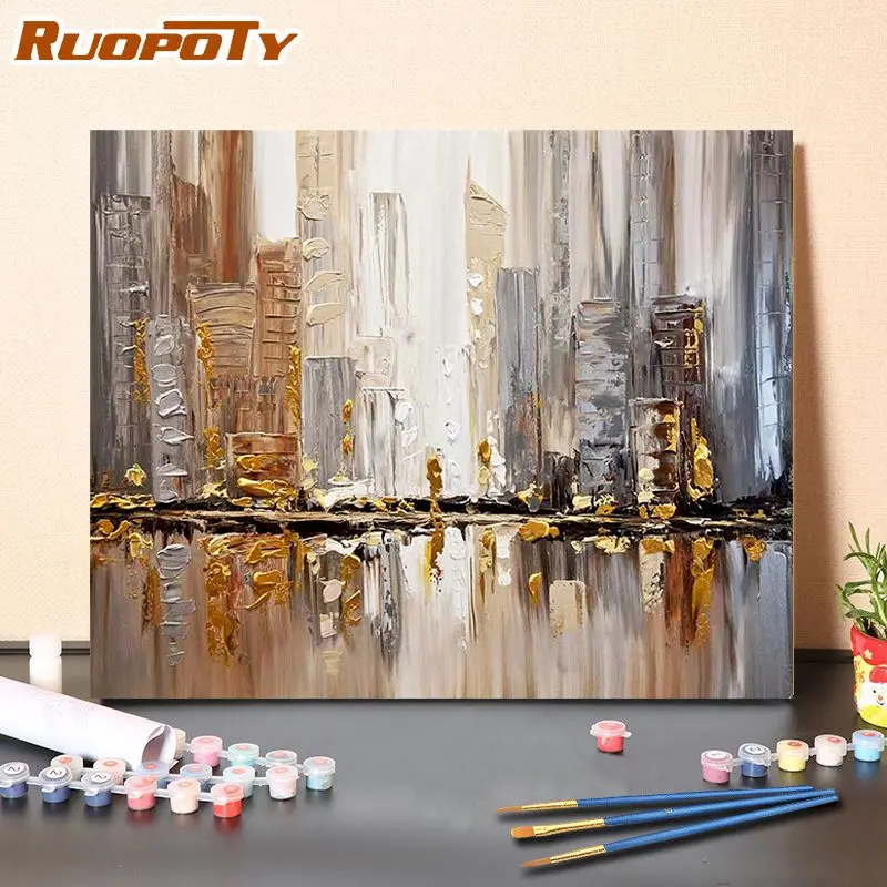 

RUOPOTY Coloring By Numbers Landacape Texture Acrylic Handpainted Wall Art Painting By Numbers For Aduilt Kits Home Decor