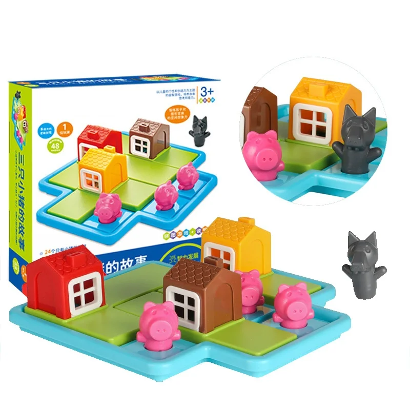 

Three Little Piggies Smart Hide&Seek Board Games 48 Challenges Skill-Building Puzzle Logic Game IQ Training Toy Children Gift