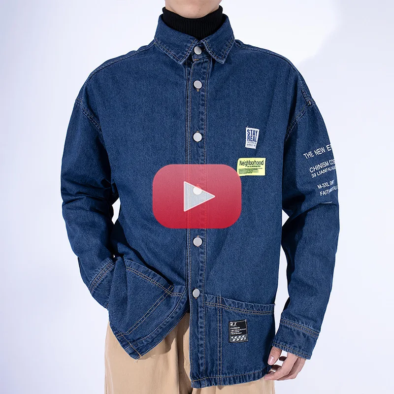

Men's jacket spring and autumn new dark blue denim jacket casual jacket