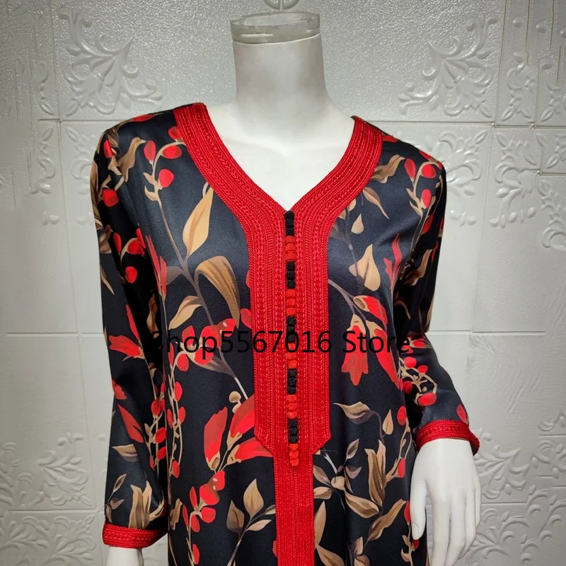 Abaya Turkey Malaysia Long Kaftan Hijab Dress Bohemian Floral Kimono Muslim Fashion Ladies Clothes Djellaba Femme Marocaine