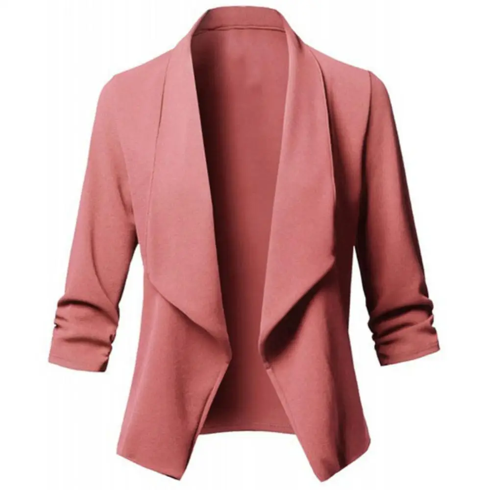 

Autumn Women Solid Color Slim Blazer Ruffled Long Sleeve Open Front Suit Jacket OL wholesale dropshiping Harajuku style chic
