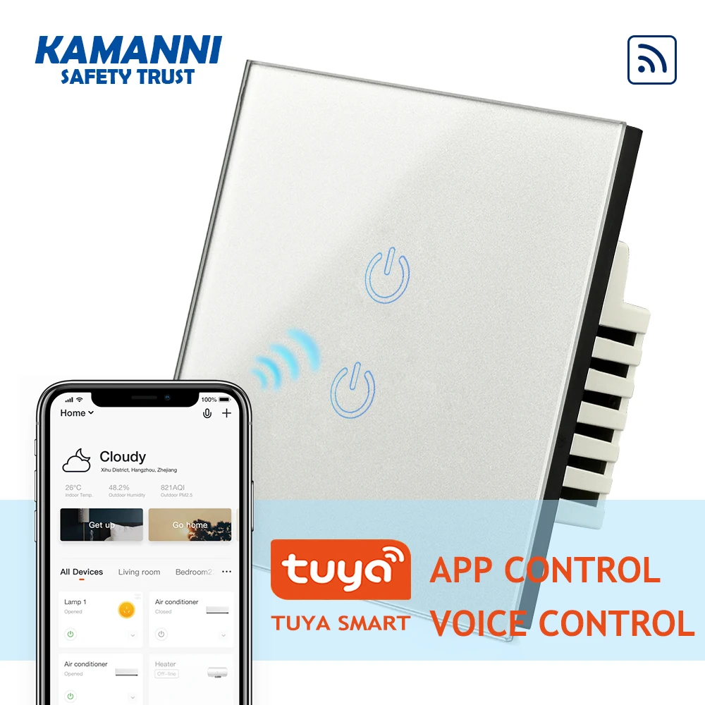 Kamanni умные переключатели 2 Gang WiFi Smart Switch US Standard 1/2/3 1/2 Way App Control умный светиль ник Goole