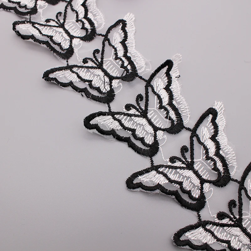 1 ярд черная растворимая Кружевная аппликация в виде бабочки отделка для одежды