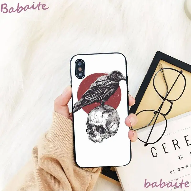 

Babaite Animal black Crow Painted Phone Case For iPhone 8 7 6 6S Plus X XS MAX 5 5S SE XR 11 11pro promax 12 12Pro Promax