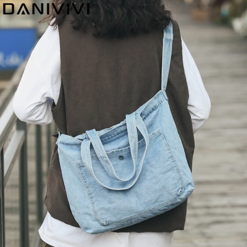 Новая джинсовая женская сумка мессенджер Большая вместительная наплечная сумки