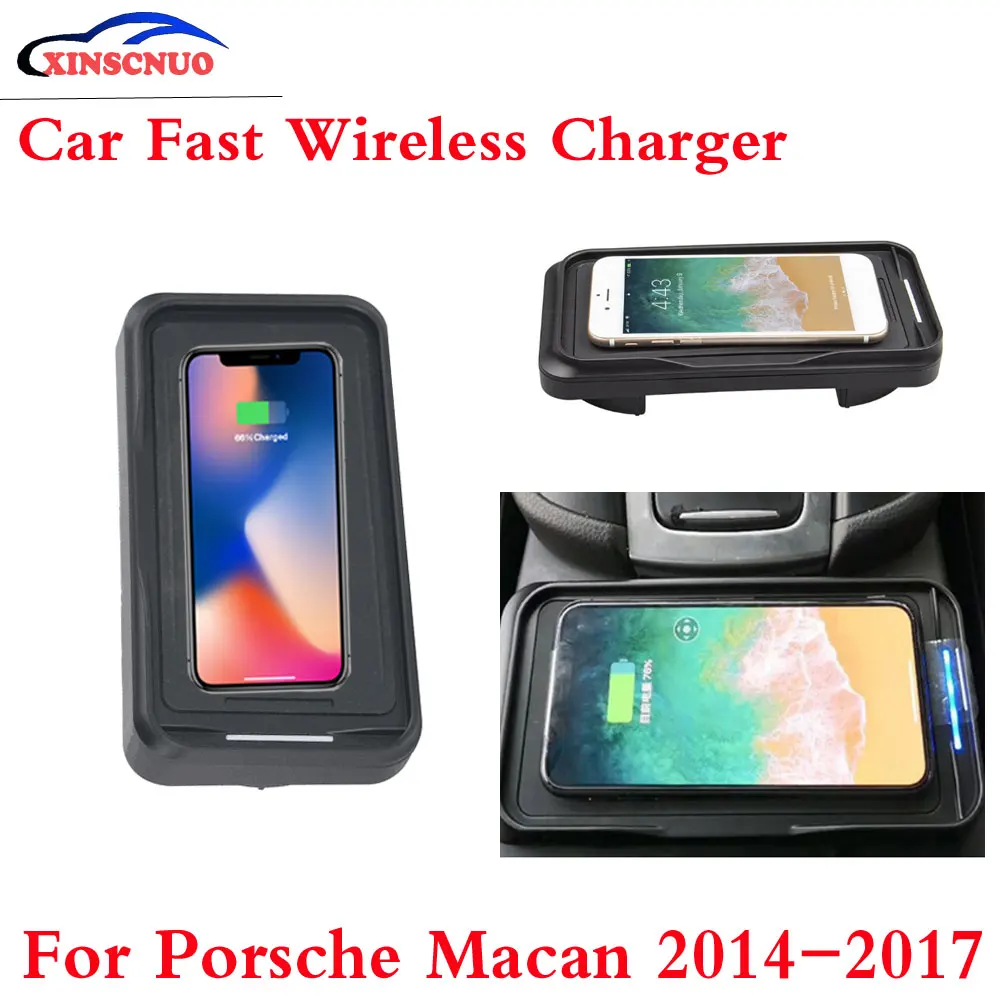 10 Вт QI автомобильное беспроводное зарядное устройство фото для Porsche Macan 2014 2015 2016