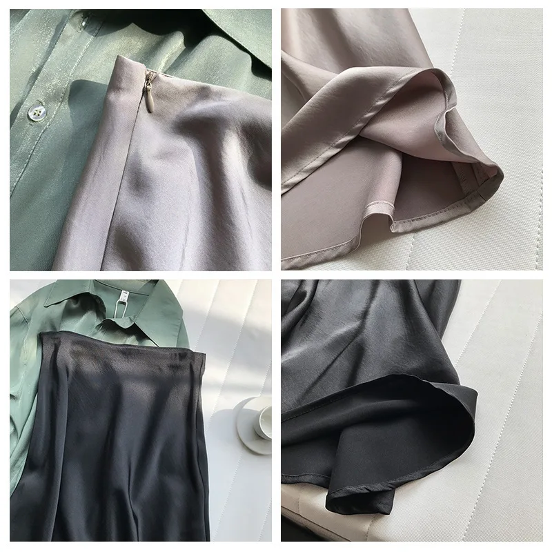 2020 New Spring Summer Skirts Women Soft Imitate Silk Satin Skirt Elegant Ladies Slim High Waist Long Faldas Mujer Moda | Женская одежда