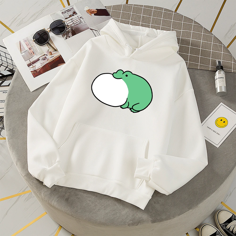 

Women Loose Oversize Hooded Sweatshirt Harajuku Frog Printed Casual Funny Hoodies Pullover Female Winter Autumn Warm Hoodie