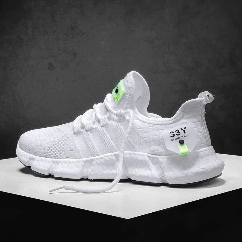 Мужские/женские кроссовки легкие из дышащей ткани с сеточкой и шнурками подходят