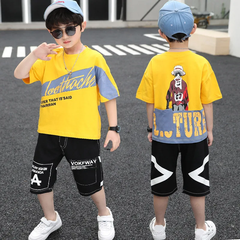 

Детские летние повседневные наряды, танцевальные костюмы в стиле хип-хоп, детская одежда для мальчиков и девочек, футболка и шорты, костюм 6, ...