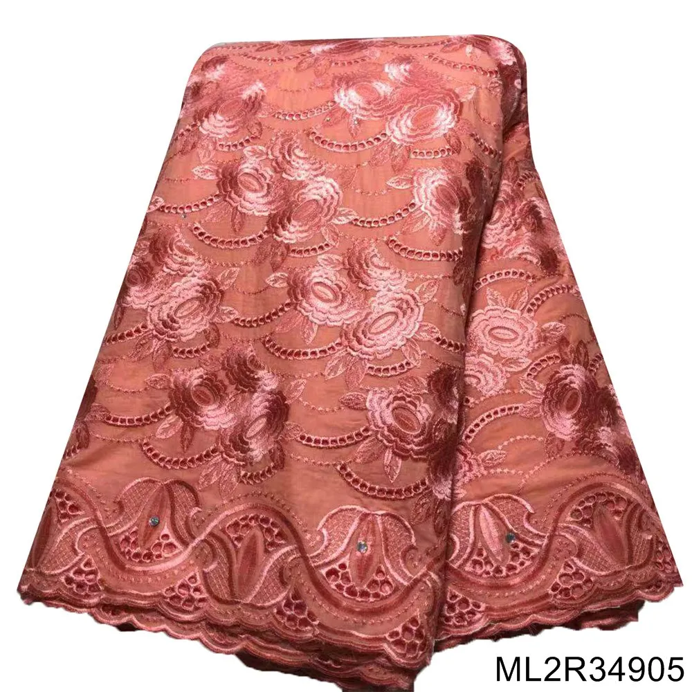 2022 5 Yard African Brode Cotton Lace High Quality Dubai Swiss Voile Fabric New Design ML2R349