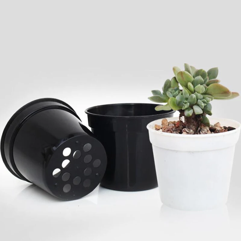 10 шт. маленькие черные и белые цветочные горшки пластиковые для суккулентов