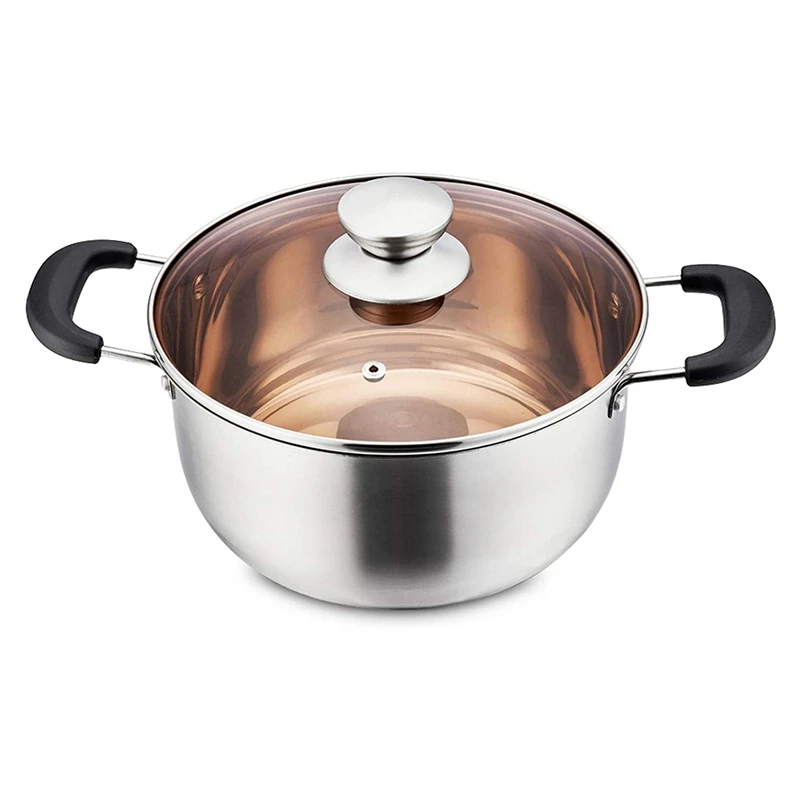 Нержавеющая сталь бак штока 4 Кварта фондовых кастрюлю с крышкой термостойкий