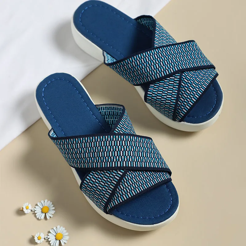 

Women Slippers Ladies Wedge Beach Summer Shoes Female Fabric Light Comfort Sandals Woman Slip On Fashion Casual Slides 2021