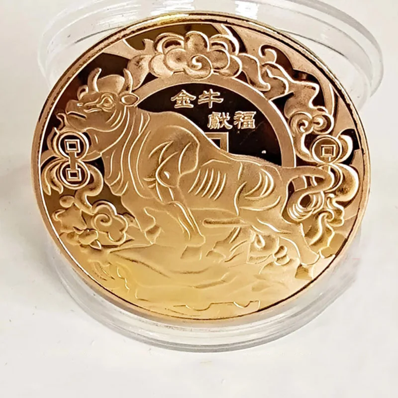 

2021 Lucky Coin Ox Commemorative Coins Chinese Souvenir Coin Luck Badge Collectables Home Decoration Collection Gift for Friend