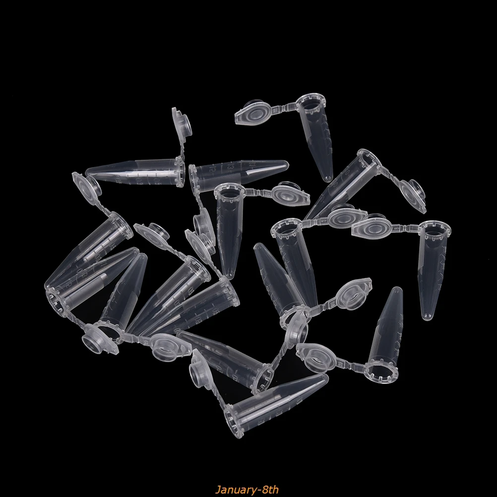

50pcs Micro Plastic Test Tube Centrifuge Vial Snap Cap Container For Laboratory Sample Specimen School Stationery 0.5 ML