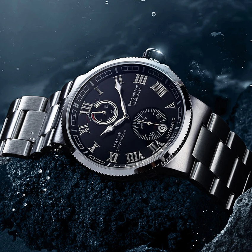 Часы Flyke мужские механические деловые светящиеся из нержавеющей стали | Наручные