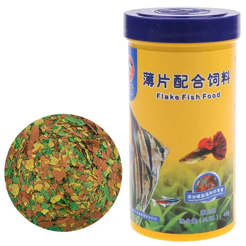 

Ornamental Fish Food Goldfish Guppies Small Medium Tropical Fishes Flakes Feed