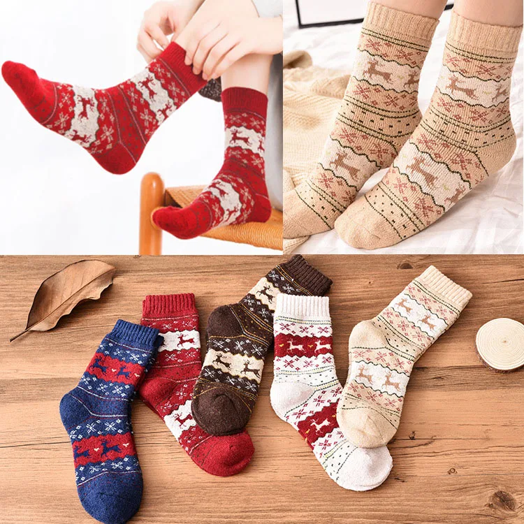 Высокое качество зимние толстые рождественские носки махровые теплые шерстяные