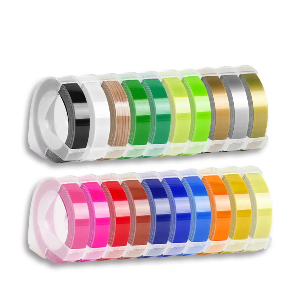 40 mixed color ribbons, 9mm * 3m embossed labels suitable for dymo 1610 12965 1880 motex e101 e202