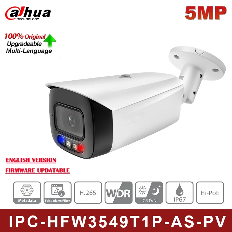 

Original DH IPC-HFW3549T1-AS-PV 5MP Full-color Active Deterrece Fixed-focal Bullet WizSense Network Camera With Mic and Speaker