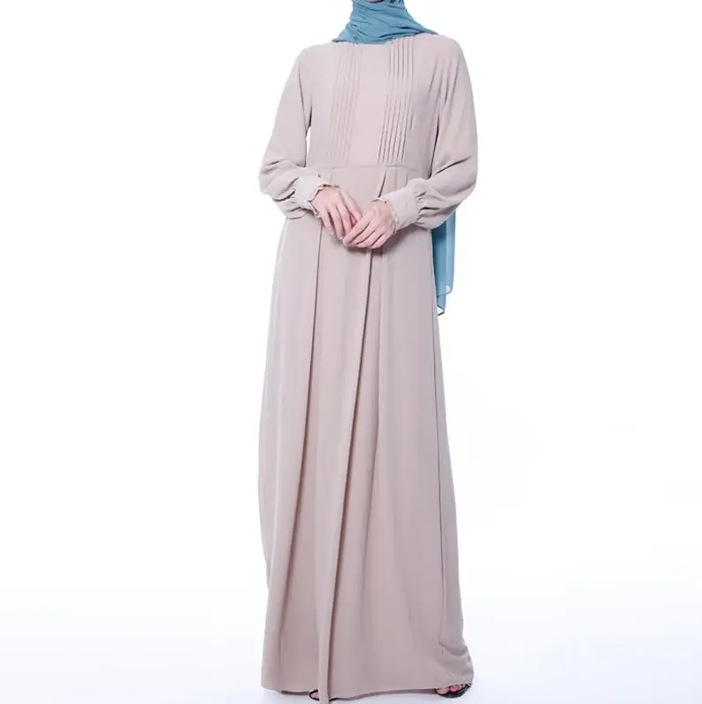 Light khaki dress Vestidos арабский абайя Дубай длинное мусульманское платье для женщин Caftan Пакистан турецкие исламские платья Хиджаб Кафтан одеяние мусульмане Longue - Цвет: Light khaki dress