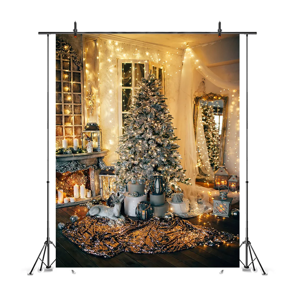 Роскошный Виниловый фон для фотосъемки в гостиной с рождественской елкой