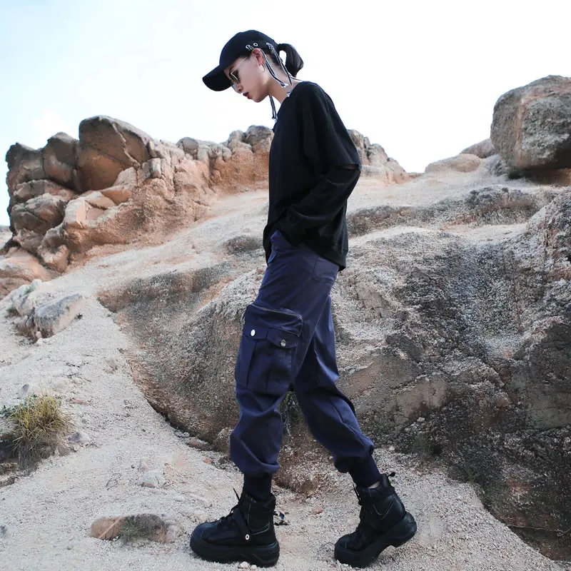 Брюки-карго XITAO тонкие свободные брюки-карго с карманами в стиле сафари