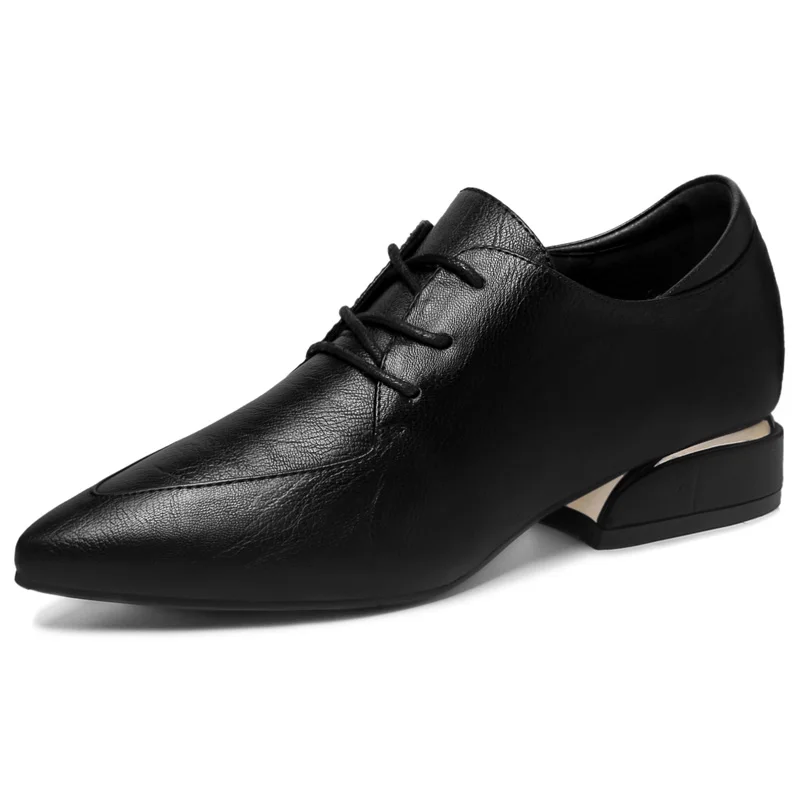 

Ladies Autumn Pointed Toe Square Heel Low-Top Shoes
