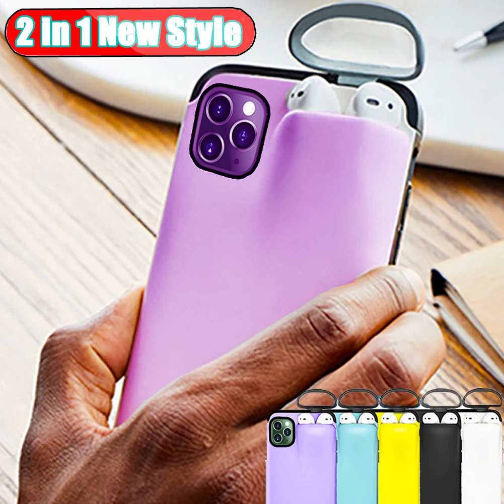 Гибридный армированный чехол 2 в 1 для iPhone 11 Pro Max XS XR 6S 7 8 Plus AirPods держатель Жесткий
