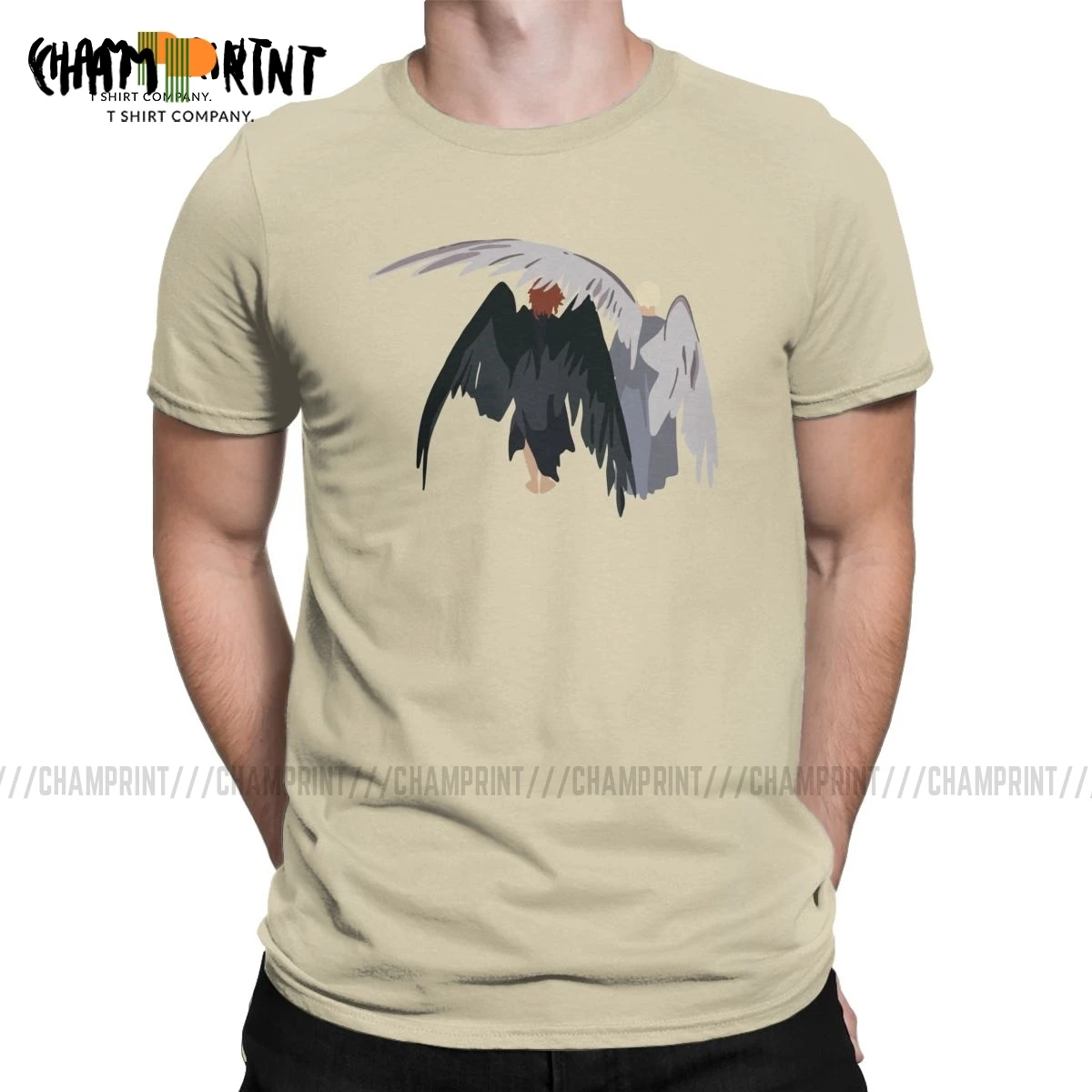 Футболки Good Omens Мужская забавная футболка необычные футболки Aziraphale Crowley Demon Angel