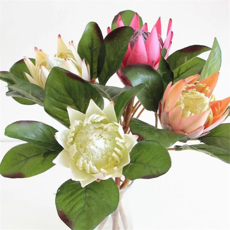 

6pcs Fake Protea Cynaroides 19" Silk Protea Cynaroides Flower four colors for Home Decorative Wedding Centerpieces