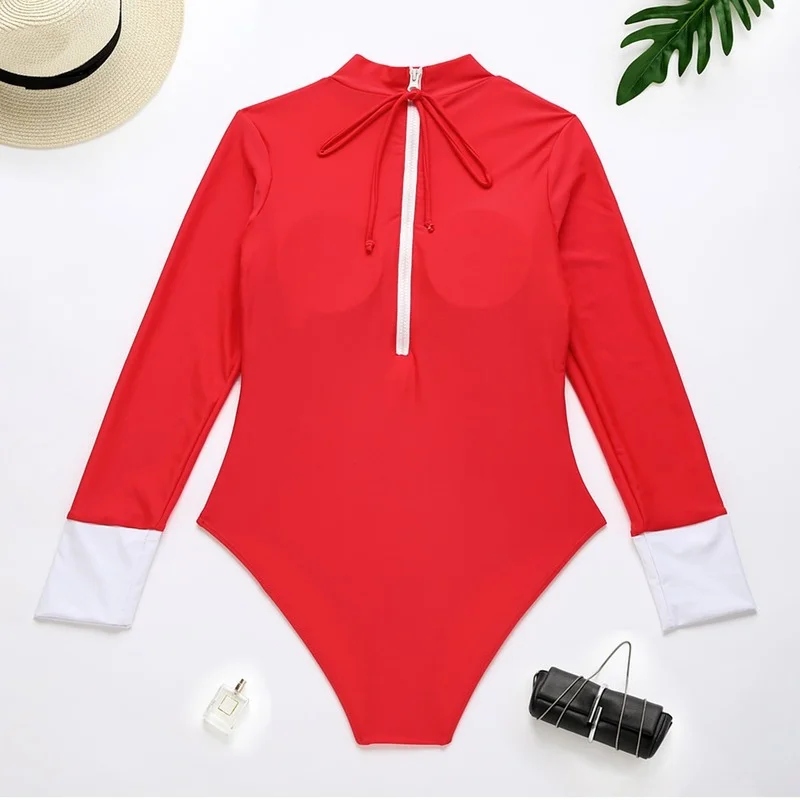 Новый купальник с длинным рукавом купальный костюм для серфинга женский красный