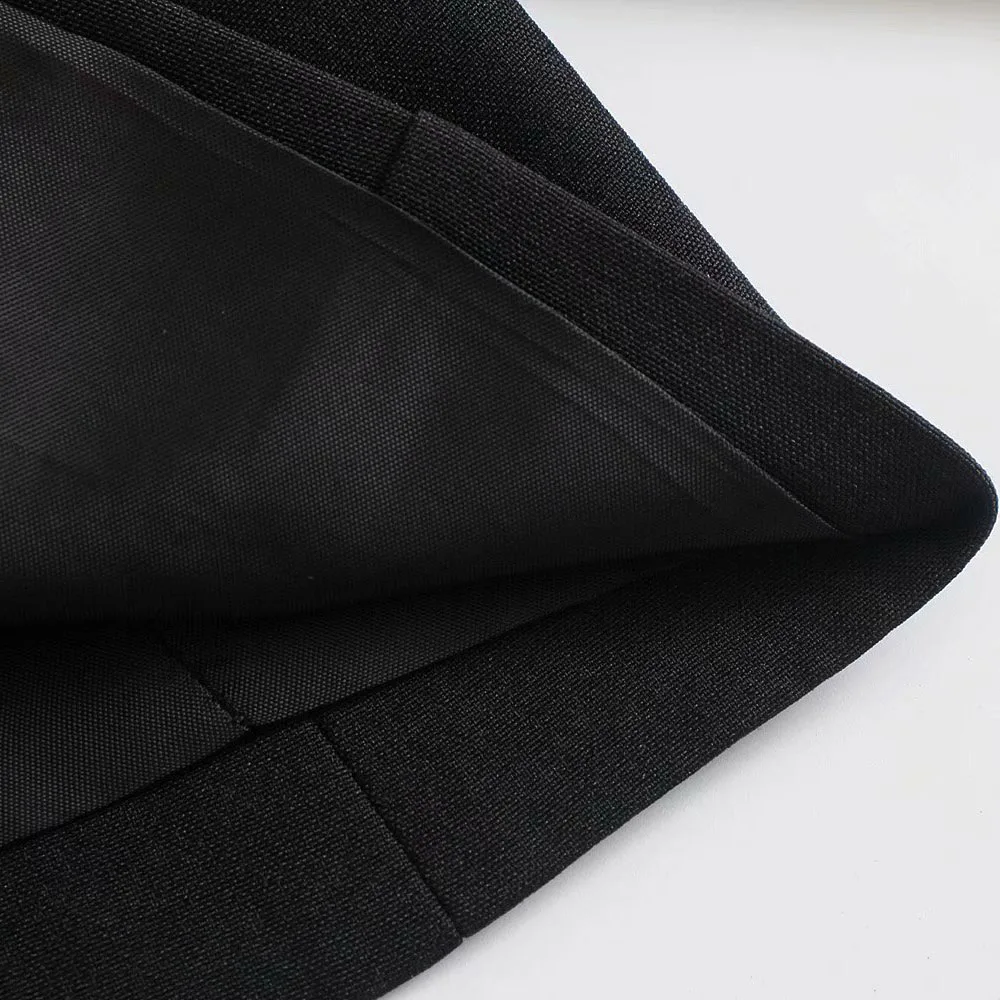 

2021 Za New Women Fashion Single Button Cropped Blazer Coat Vintage Back Hollow Long Sleeve Female Outerwear Chic Femme