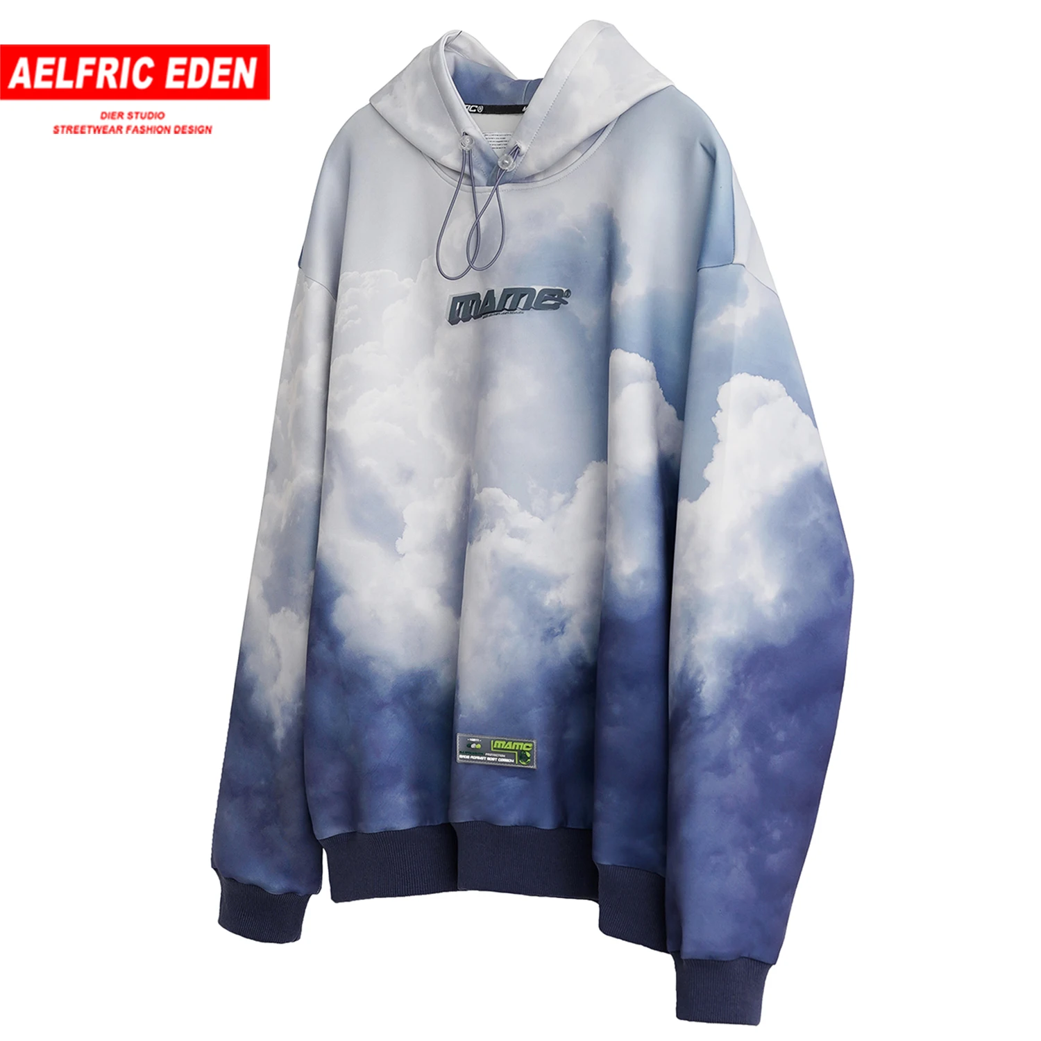 Aelfric Eden, градиентный голубь, с буквенным принтом, толстовки с капюшоном, мужские,, Harajuku, Повседневный, хлопковый пуловер, модная уличная одежда, толстовки