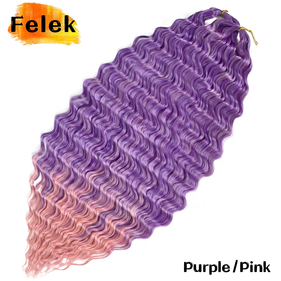 

Deep Water Wave Twist Crochet Hair Crochet Braid Ombre Braiding Hair Extensions Synthetic Afro Curls For Women Low Tempreture