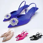 Женские элегантные туфли на низком каблуке, свадебные сандалии для невесты, женские роскошные однотонные женские туфли на плоской подошве, женская обувь с заостренным носком