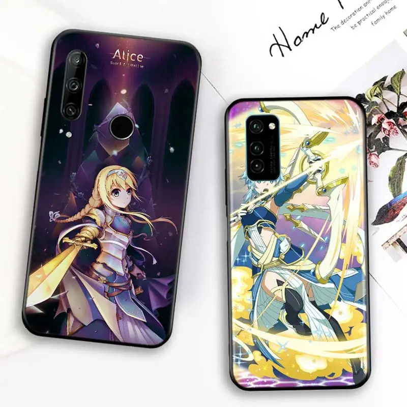 

Bright Black Cover Sword Art Online Anime for Huawei Honor 30 20S 20 10i 9S 9A 9C 9X 8X 10 9 Lite 8A 7C 7A Pro Phone Case