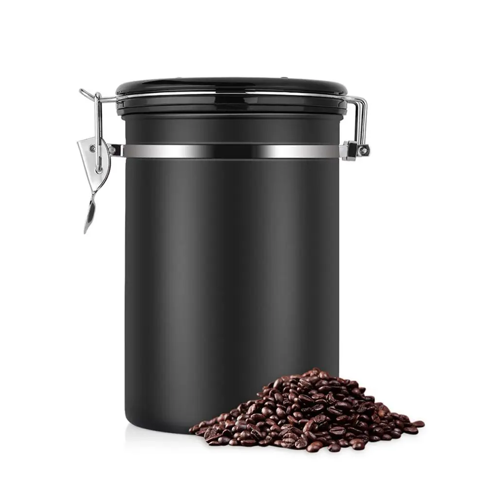 Airtight Coffee Tea Storage Container Can Stainless Steel Canister With Scoop Bottles & Jars  Дом и