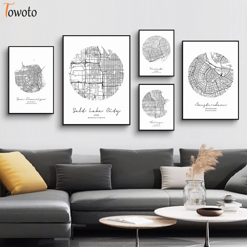 Настенный плакат в скандинавском стиле Картина на холсте с координатами