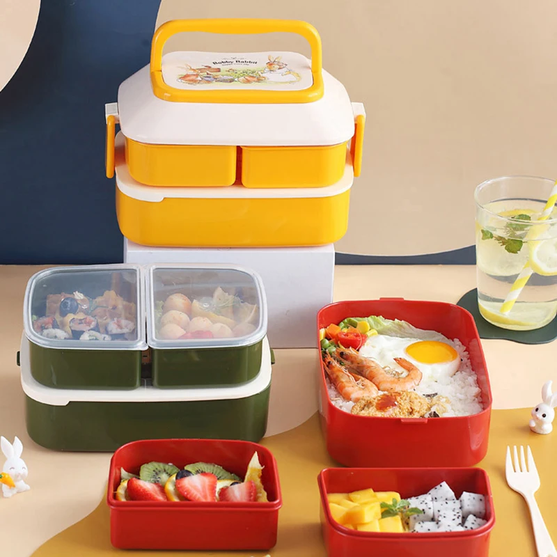 

Cartoon Children Lunch Box Microwave Bento Box Lunch Boxes Thermal Food Container Storage For Student Kid Camping With Cutlery